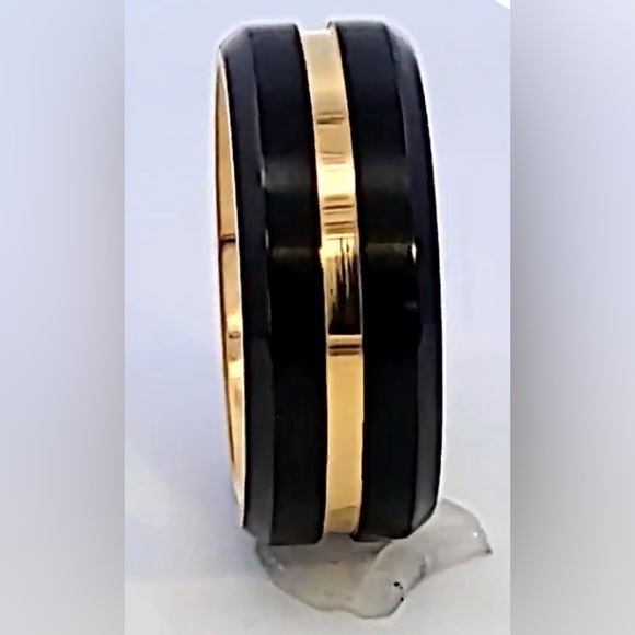 Gold Tungsten Mens Band Two Tone Sizes 5-8 - Picture 5 of 11